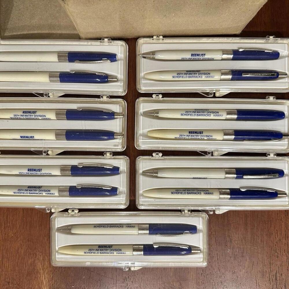 Lot Of 14 Mechanical Pencils Pens Ready Riter 25th Infantry Division Vintage